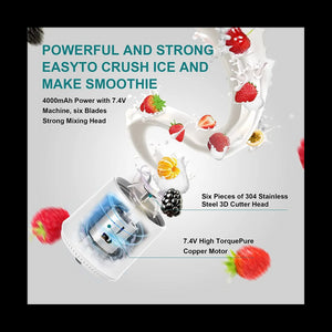 Portable Blender USB Rechargeable Smoothie on the Go Blender Cup Personal Size Blender for Shakes and Smoothies