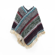 Load image into Gallery viewer, Patchwork Shawl Knitted Striped Print Cardigans Women Poncho Autumn Winter Clothing Sleeveless Sweater Cape Coats