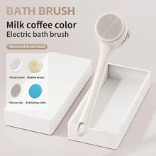 Load image into Gallery viewer, USB Waterproof Double Handle Electric Rotating Silicond Bath Brush Multi Functional Body Shower Cleaner with 4 Brush Heads