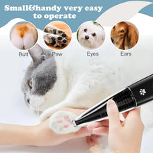 Load image into Gallery viewer, Pet Paw Trimmer With Vacuum Suction Cordless Electric Professional 2 Modes For Dog Cat Paws Face Grooming Clippers
