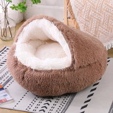 Load image into Gallery viewer, Plush Round Cat Bed Pet Mattress Warm Soft and Comfortable Basket Cat and Dog 2-in-1 Small Dog Sleeping Bag Nest