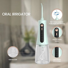 Load image into Gallery viewer, Oral Irrigator Protable Water Flosser with Storage Holder Rechargeable 5 Modes Dental Water Jet 350ML Tank IPX7 Waterproof 6 Jet