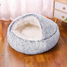 Load image into Gallery viewer, Plush Round Cat Bed Pet Mattress Warm Soft and Comfortable Basket Cat and Dog 2-in-1 Small Dog Sleeping Bag Nest