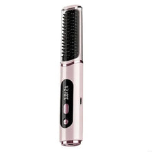 Load image into Gallery viewer, Anti-Scald Portable Hair Straightening Brush Rechargeable Hot Brush with Display for Frizz Control and Hair Ends