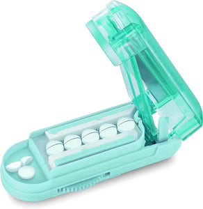 Portable Pill Cutter Box Gear Adjustable Hidden Cutter Mini Drug Box Tablet Cutter Pill Case Storage Crusher Travel Pill Box