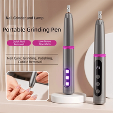 Load image into Gallery viewer, Low Noise Electric Nail Drill with UV Light Multiple Grinding Heads Cordless Nail File 3 Modes Adjustable Pen-Style
