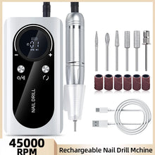 Load image into Gallery viewer, 45000RPM Nail Drill Machine Kit Rechargeable Nail Sander Machine With Pause Mode Professional Electric Nail File for Manicure