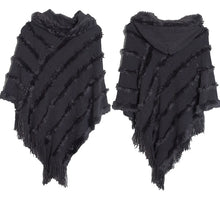 Load image into Gallery viewer, Women Winter Knit Hooded Poncho Cape Lady Spring Fringed Shawl Wrap Sweater Pullover Vintage Chic Tassels Cloak Capes