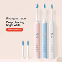 Load image into Gallery viewer, Toothbrush Wireless Charging Travel Case IPX7 Dupont Soft Bristle Electric Charger Adult Sonic Teeth Whitening Brush Pink White
