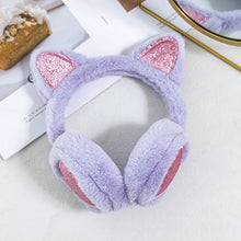 Load image into Gallery viewer, Cute Glitter Cat Ear Earmuff Soft Plush Warmer Winter Warm for Women Men Fashion Solid Earflap Outdoor Cold Protection Ear Cover