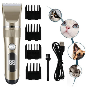 Professional Cat Dog Hair Clipper All Metal Rechargeable Pet Trimmer Cat Shaver Cutting Machine Puppy Grooming Haircut Low Noice