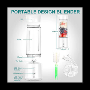Portable Blender USB Rechargeable Smoothie on the Go Blender Cup Personal Size Blender for Shakes and Smoothies