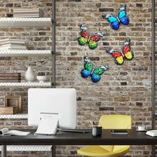 Load image into Gallery viewer, 4 Pieces 3D Metal Butterfly Wall Art Decoration Ornaments Indoor Outdoor Garden Yard Wall Hanging Sheds Walls Fences