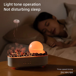 Lava Volcano Humidifier USB Aroma Diffuser with Flame Lamp Mini Desktop Electric Ultrasonic Aromatherapy Essential Oil Diffuser