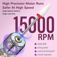 Load image into Gallery viewer, Professional Nail Drill Machine Kit 15000RPM Cordless Rechargeable Electric Nail File for Pedicure &amp; Gel Nail Art