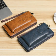 Load image into Gallery viewer, Cowhide Long Wallets Fashion Large Capacity Soft Leather Coin Purse Multifunction Zipper Phone Clutch Bag Male Men