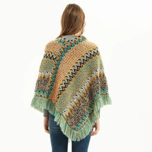 Load image into Gallery viewer, Patchwork Shawl Knitted Striped Print Cardigans Women Poncho Autumn Winter Clothing Sleeveless Sweater Cape Coats