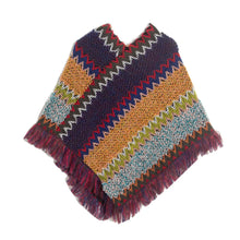 Load image into Gallery viewer, Patchwork Shawl Knitted Striped Print Cardigans Women Poncho Autumn Winter Clothing Sleeveless Sweater Cape Coats