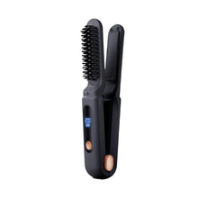 Load image into Gallery viewer, Portable Cordless Hair Straightener Brush 3 Temp Adjustable Negative Ions Hot Brush Electric Curly Hair Styling Detangling Comb