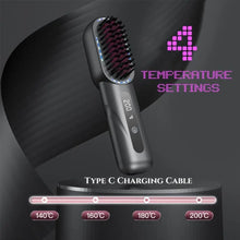 Load image into Gallery viewer, New Wireless Hair Straightener Shrink Design Type-C Straight Hair Comb 4 Temp Settings LCD Display Straightening Comb