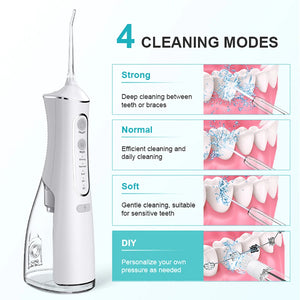 DIY PSI Dental Water Jet Pick Flossser Thread Oral Irrigator for Teeth Cleaning 300ml 4 Modes Portable Powerful Mouth Washing