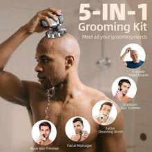 Load image into Gallery viewer, 9D Head Shavers for Bald Men 5 in 1 Detachable Head Shaver with LED Display IPX7 Waterproof Wet Dry Rechargeable Electric Shaver