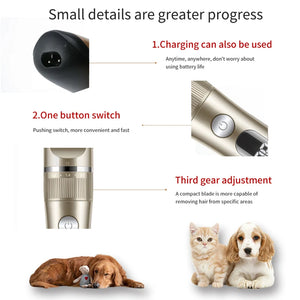 Professional Cat Dog Hair Clipper All Metal Rechargeable Pet Trimmer Cat Shaver Cutting Machine Puppy Grooming Haircut Low Noice