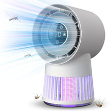 Load image into Gallery viewer, Portable Rechargeable Electric Bug Zapper Desk Fan Bladeless 8H Timer 20 Gears Mosquito Zapper 2 in 1 for Patio Backyard Bedroom