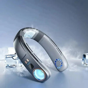 Portable Around Hanging Big Wind Bladeless USB Air Conditioner Neck Fan With Colorful Dazzling Lights