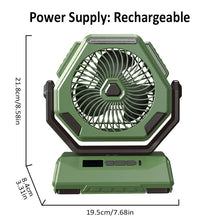 Load image into Gallery viewer, 6000mAh Camping Fan Rechargeable Outdoor Fan Ceiling Oscillating Fan Portable Air Conditioner Air Cooler with Lighting