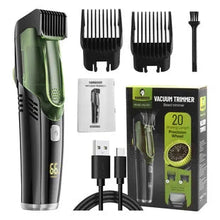 Load image into Gallery viewer, Cordless Men Beard Trimmer Rechargeable Electric Shaver with 20 Trim Built-in Vacuum Clipper for Mustache Sideburns Grooming Kit