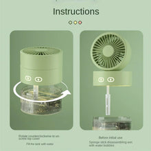 Load image into Gallery viewer, Spray Cooling Fan USB Mini Fan Desktop Turbine Foldable Cold Air Humidification Spray Fan Multifunctional Night Light