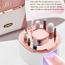 Load image into Gallery viewer, Nail Drill Electric File with Nail Lamp 2 in 1 Portable Nail Drill Machine Kit Professional for Acrylic Gel