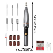 Load image into Gallery viewer, 2in1 Electric Nail Filer with Heads&amp;Sand Ring Cordless Nail Art Drill 15000 RPM Manicure Grinder Set for Gel/Acrylic/Dip Powder