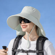 Load image into Gallery viewer, Women's Ponytail Hats Long Wide Brim Fisherman Caps Summer UV Neck Protection Sun Bucket Hats Female Outdoor Beach Cap