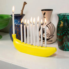Load image into Gallery viewer, Creative Banana Menorah Tabletop Candlestick Decor Resin Novelty Banana Menorah Hanukkah Chanukah Candle Holder with 9 Holes