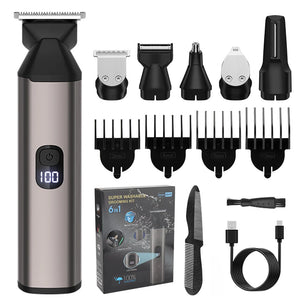 6 in 1 Multi-function Electric Hair Clipper Set Wash Men's Electric Clipper Home Razor Hair Cutting Machine