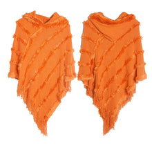 Load image into Gallery viewer, Women Winter Knit Hooded Poncho Cape Lady Spring Fringed Shawl Wrap Sweater Pullover Vintage Chic Tassels Cloak Capes