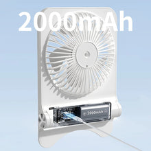 Load image into Gallery viewer, Small Desk Fan 2000mAh USB Rechargeable Cooling Fan 3 Speed Cool Wind Blower Portable Air Circulation Ventilador for Home Office