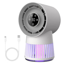 Load image into Gallery viewer, Portable Rechargeable Electric Bug Zapper Desk Fan Bladeless 8H Timer 20 Gears Mosquito Zapper 2 in 1 for Patio Backyard Bedroom