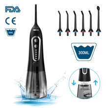 Load image into Gallery viewer, Oral Irrigator 5 Modes USB Rechargeable Portable Dental Water Flosser Jet 300ml Water Tank Teeth Cleaner 6 Jet Nozzle