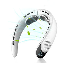 Load image into Gallery viewer, Quad-Core USB Neck Fan Turbine Vaneless Design Easy Control 4000mAh Digital Display for Outdoor Portable Fan Summer Gift