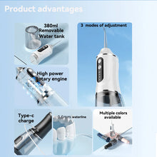 Load image into Gallery viewer, Oral Irrigator 3 Cleaning Modes Portable Rechargeable Waterproof IP65 Dental Water FlosserTeeth Whitening Jet Floss 380ML