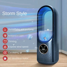 Load image into Gallery viewer, Portable USB Air Cooler Leafless Electric Fan 6 Speed Silent Timer Air Conditioner Cooling Fan Humidifier Conditioning Fan