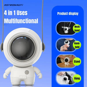 Astronaut Neck Hanging Fan Portable Cute Quiet Running Brushless Motor Working Sleeping Travel  USB Charging Cooling Fans