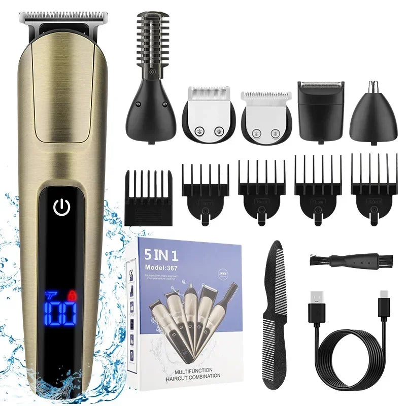 Household Men's Waterproof Electric Hair Clipper Multifunctional Electric Hair Clipper Nose Hair Trimmer Set