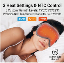 Load image into Gallery viewer, 3 Heat Settings Heated Eye Mask, Rechargeable Warm Compress Sleep Mask with Removable Washable Cover, Cordless Travel Eye Care