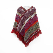 Load image into Gallery viewer, Patchwork Shawl Knitted Striped Print Cardigans Women Poncho Autumn Winter Clothing Sleeveless Sweater Cape Coats