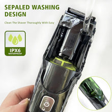 Load image into Gallery viewer, Cordless Men Beard Trimmer Rechargeable Electric Shaver with 20 Trim Built-in Vacuum Clipper for Mustache Sideburns Grooming Kit
