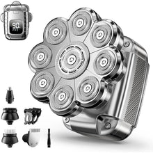 Load image into Gallery viewer, 9D Head Shavers for Bald Men 5 in 1 Detachable Head Shaver with LED Display IPX7 Waterproof Wet Dry Rechargeable Electric Shaver